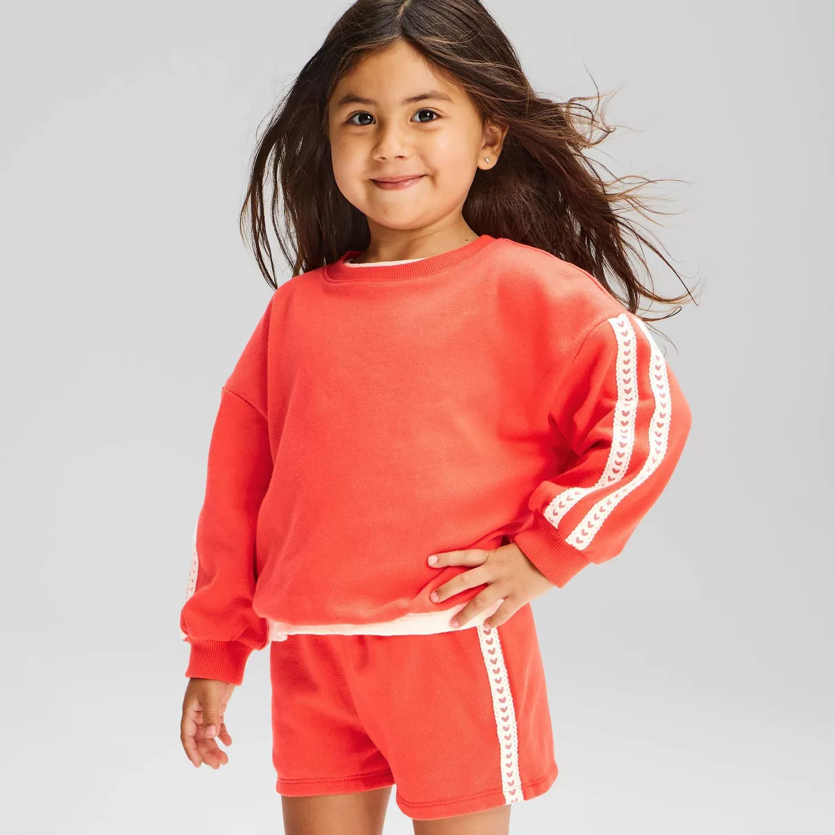 Toddler Girls' French Terry Crewneck Sweatshirt - Cat & Jack\u2122 Red 3T | Target