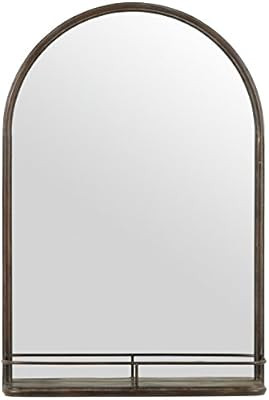 Amazon Brand – Stone & Beam Modern Round Arc Iron Hanging Wall Mirror With Shelf, 30 Inch Heigh... | Amazon (US)