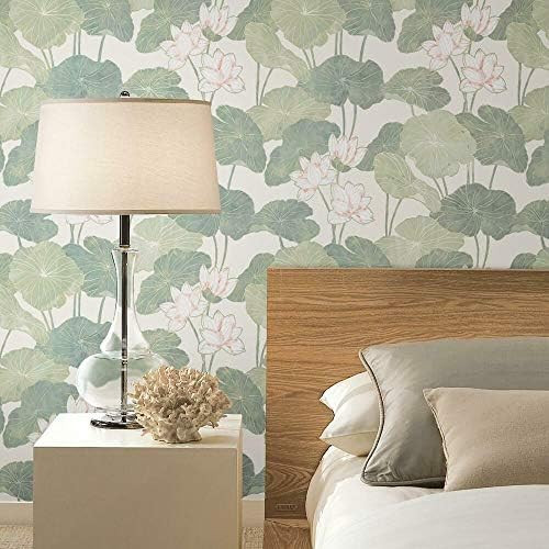 RoomMates RMK11438WP Beige and Green Lily Pad Peel and Stick Wallpaper - - Amazon.com | Amazon (US)