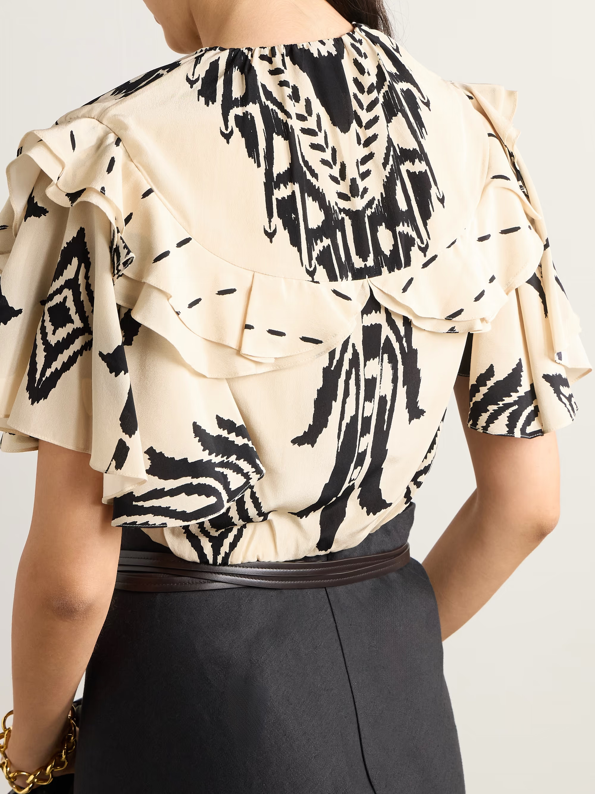 Influencial Tribes cropped ruffled printed silk-chiffon top | NET-A-PORTER (US)