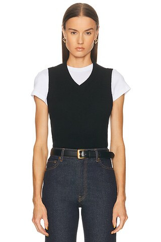 EAVES Sloan Classic Knit Vest in Black - Black. Size XS (also in ). | FWRD 