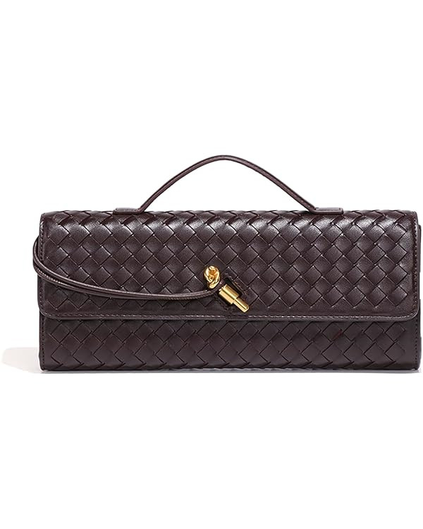 JYG Woven Handbag for Women Fashion Evening Shoulder Bag PU Leather Handmade Clutch Purse Casual ... | Amazon (US)