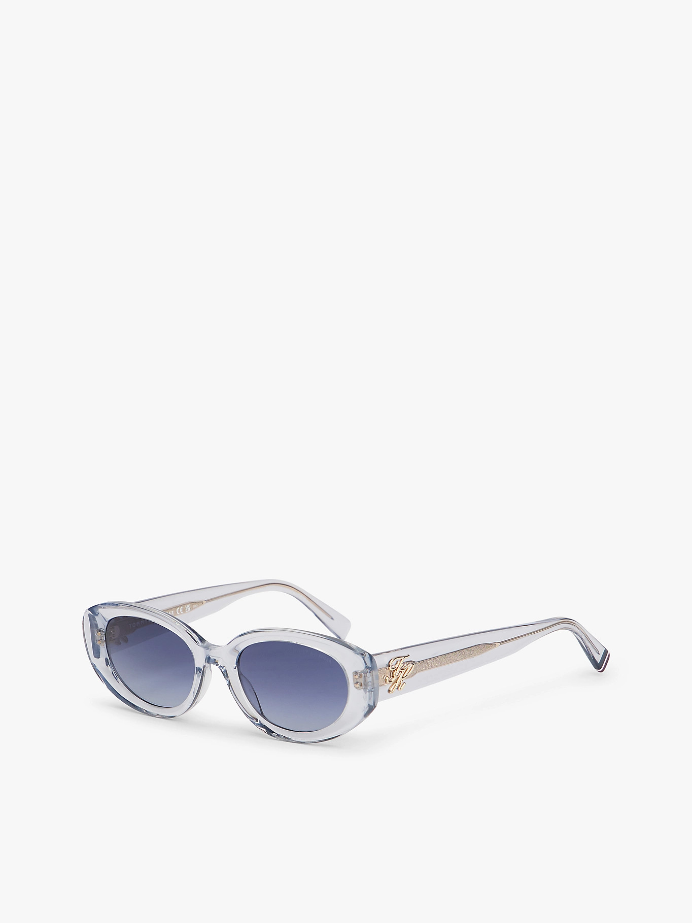 Logo Plaque Oval Sunglasses | Blue | Tommy Hilfiger | Tommy Hilfiger UK