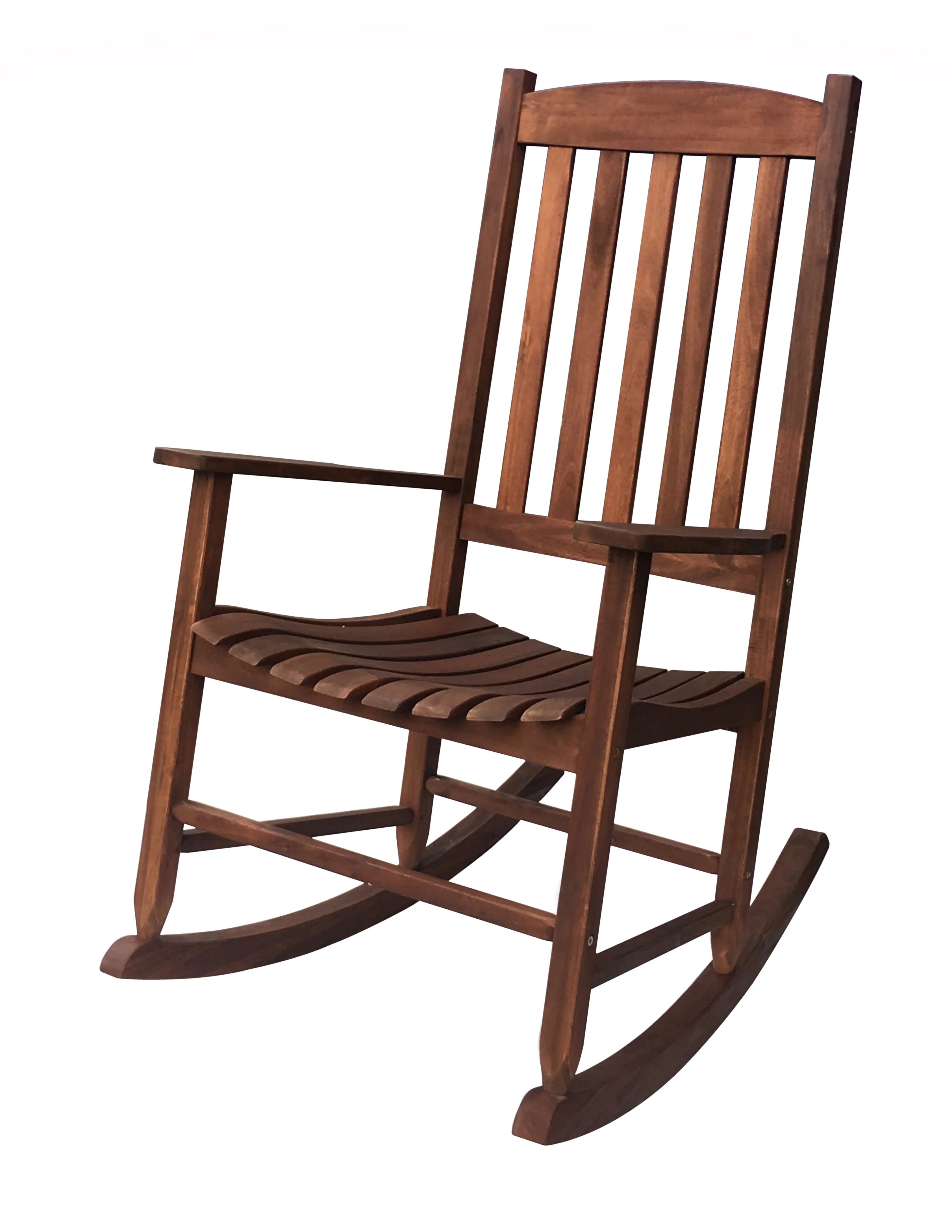 Mainstays Outdoor Wood Porch Rocking Chair, Dark Brown Color, Weather Resistant Finish | Walmart (US)