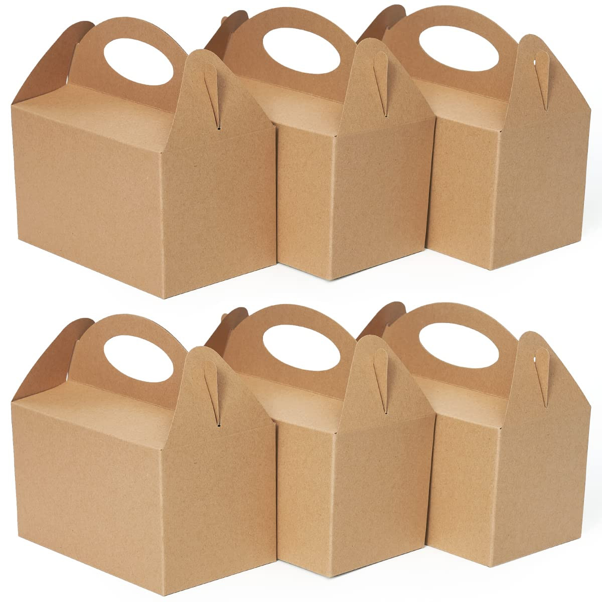 Happyhiram 25 CT Party Treat Boxes Kraft Brown, Candy Boxes with Handles 6" Gable Boxes DIY Party... | Amazon (US)