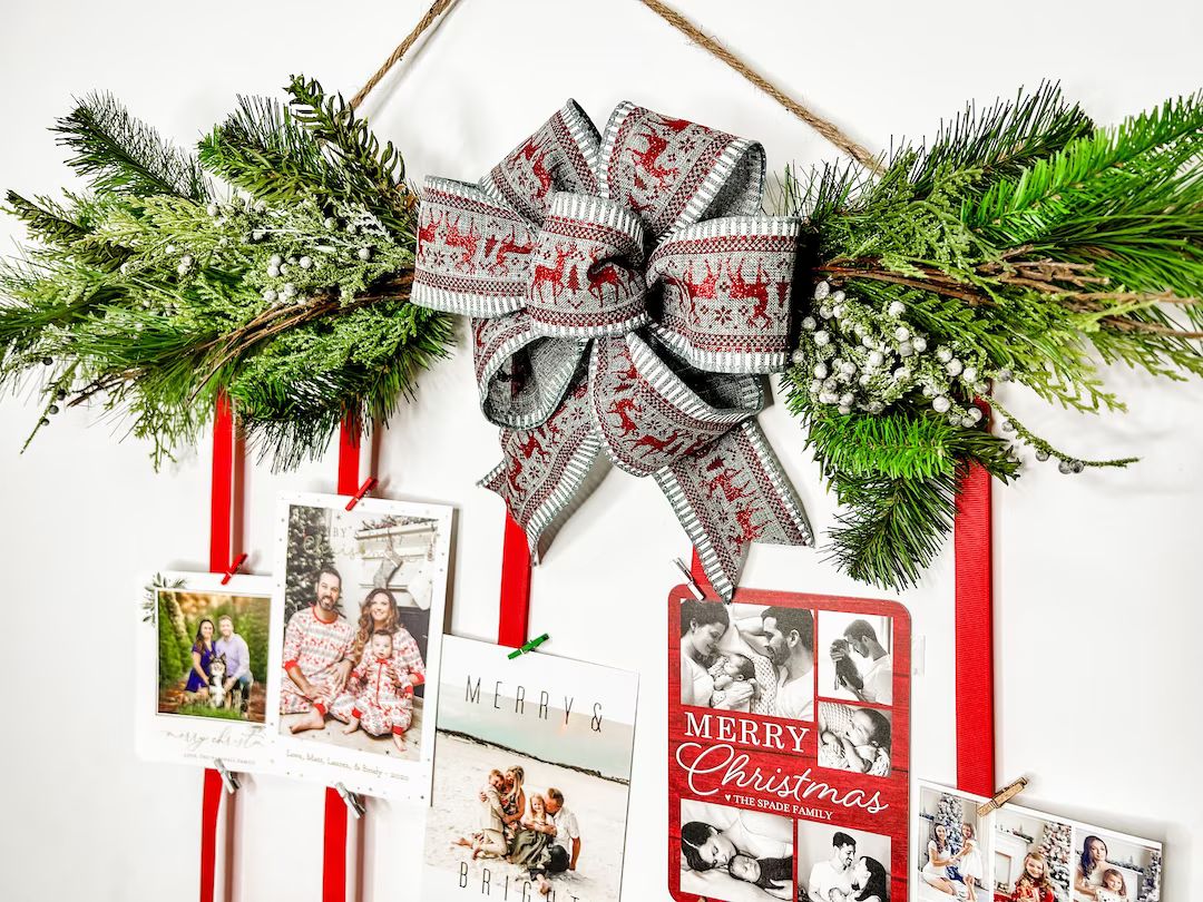 Christmas Wreath Card Holder Christmas Card Display - Etsy | Etsy (US)