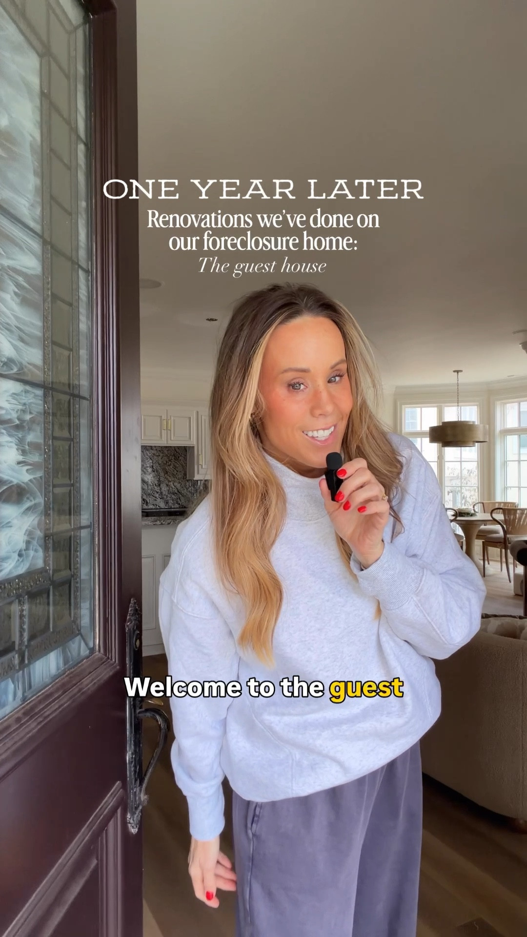 The guest house was dark charcoal grey everywhere and the big beautiful windows were covered and we really wanted to open it up and make it brighter! The guest house makes up about 2,000 sq feet of the total 14,000. I’d say the main house is about 10,000 and the pool house is another 2,000. I’ve had some questions about the breakdown of sq feet so hopefully that’s helpful ! Paint color is Swiss Coffee, flooring is canopy Comfort NE Lauren Oak 7 inch 5ft planks. 

#LTKvlog #LTKHome #LTKstorytime