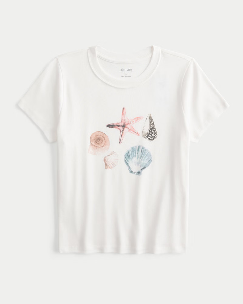 Women's Shell Graphic Baby Tee from Hollister | Hollister (US)