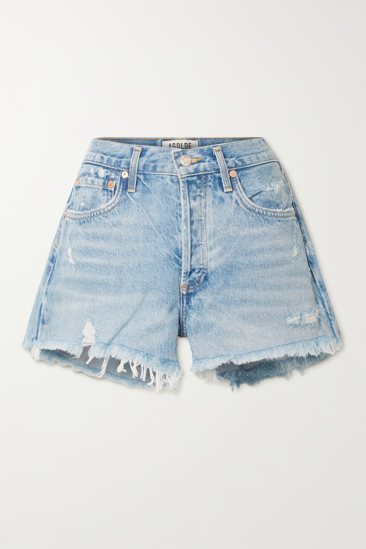 AGOLDE - Parker Vintage Cutoff Organic Denim Shorts - Light denim | NET-A-PORTER (UK & EU)