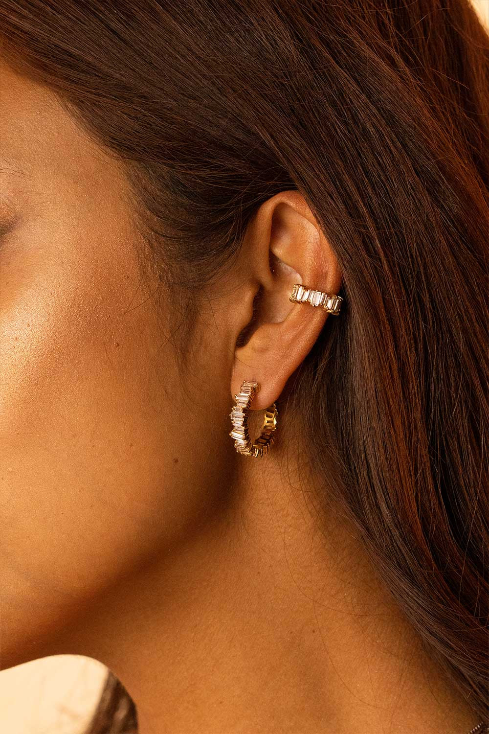 Baguette Hoops 18K Gold Plated | Paul Valentine