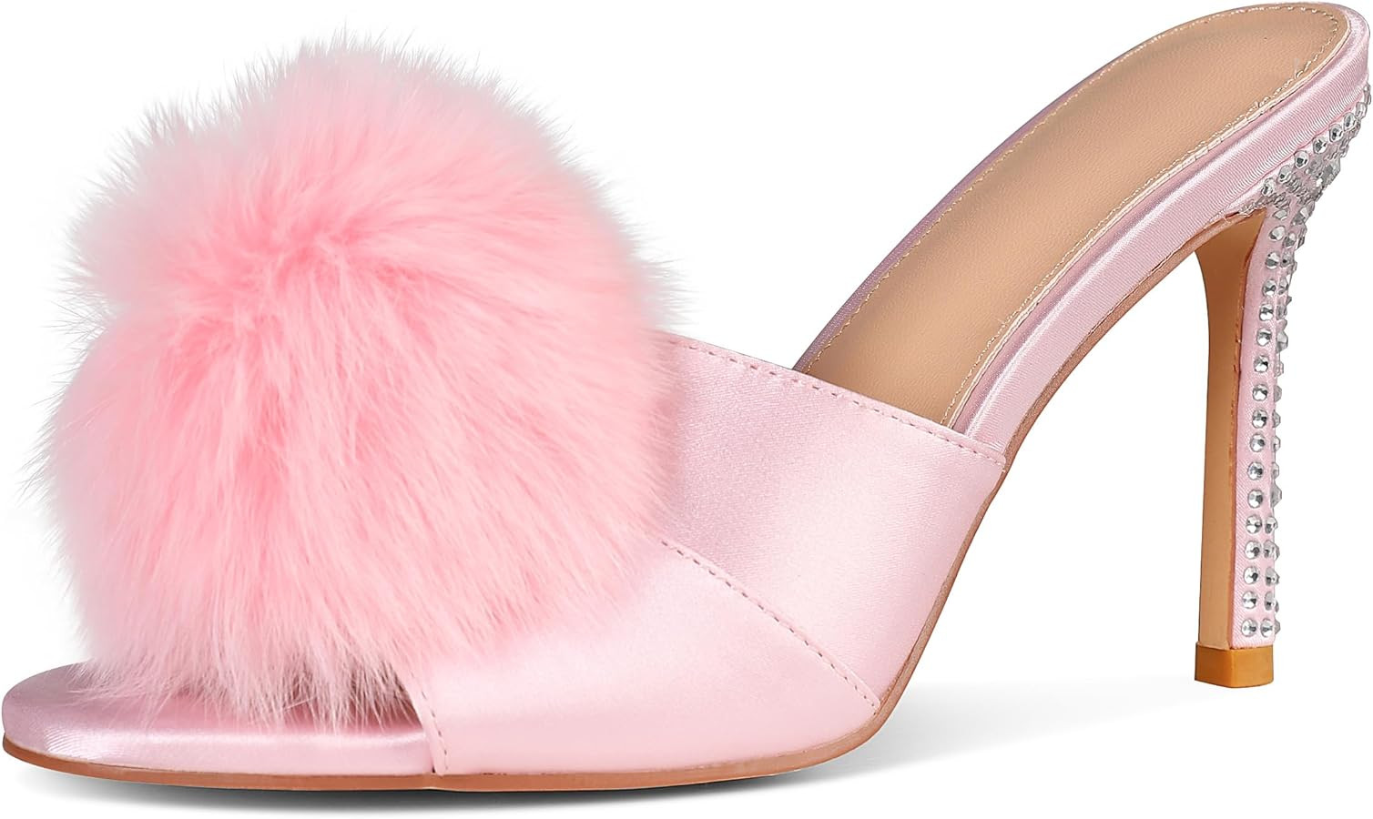 VIMISAOI Women's Heeled Sandals Pink Heels for Women Pink Stiletto Heels Rhinestone Sandals for W... | Amazon (US)