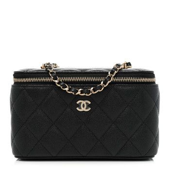 Caviar Quilted Small Vanity Case With Chain Black | FASHIONPHILE (US)