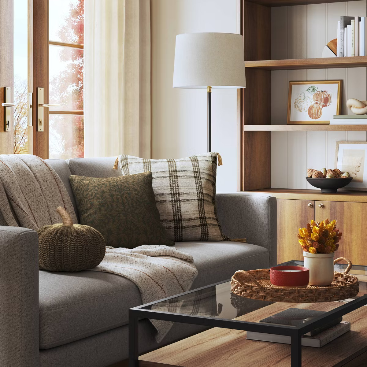 Knit Pumpkin with Jute Stem Novelty Throw Pillow - Threshold™ | Target