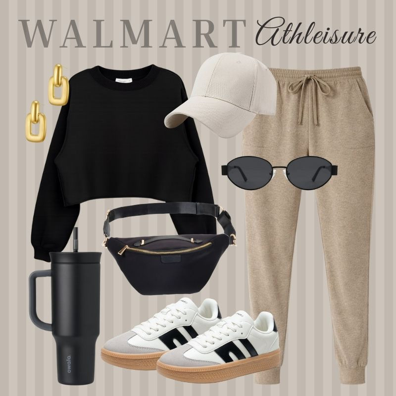 Walmart athleisure look I’m loving 🖤 Casual, comfy, and great for everyday wear. All are budget-friendly staples you can mix and match all season.

// Walmart, Walmart Finds, Walmart Fashion, Walmart Outfits, Walmart Athleisure, Athleisure Outfits, Walmart Fitness, Walmart Workout, Sweatshirt, Sweatpants, Crossbody Bag, Womens Sunglasses, Womens Sneakers, Drop Earrings, Tumbler, Baseball Hat, Jogger Pants, Cropped Hoodie  

 #LTKfitnessgoals #LTKSeasonal #LTKActive