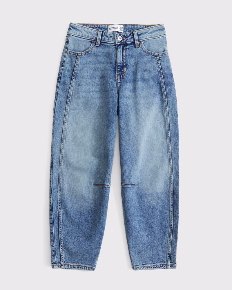 girls high rise barrel jeans | girls bottoms | Abercrombie.com | Abercrombie & Fitch (US)