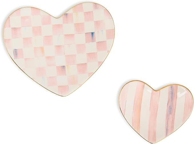 MACKENZIE-CHILDS Set of 2 Ceramic Trinket Dishes, Decorative Bowls and Jewelry Holders, Pink-and-... | Amazon (US)