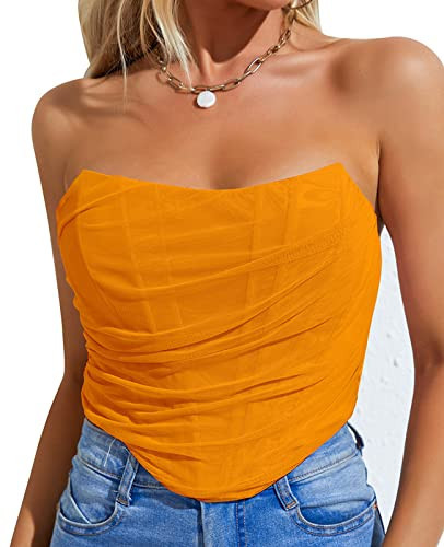 ROYHON Orange Corset Top Womens Bustier Corset Top (Orange, L) | Amazon (US)