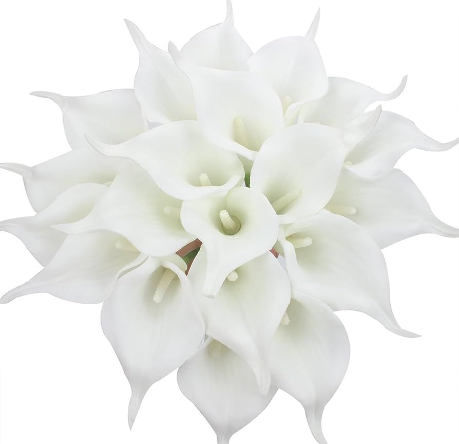 Duovlo 20pcs Calla Lily Bridal Wedding Bouquet Lataex Real Touch Artificial Flower Home Party Dec... | Amazon (US)