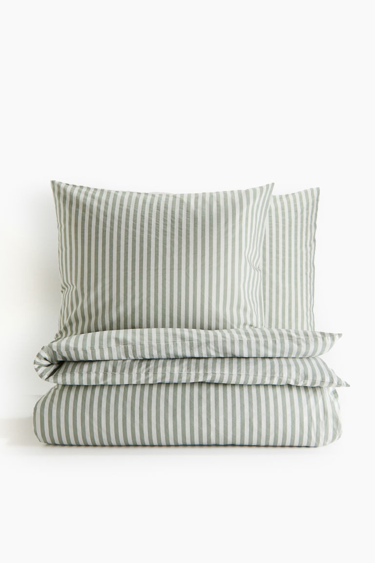 H & M - Cotton King/Queen Duvet Cover Set - Green | H&M (US + CA)