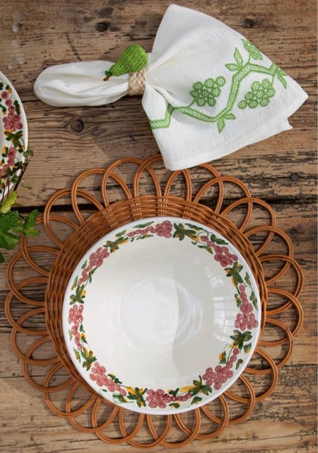 I love an al fresco lunch in the summer 🍉 

This set up is from Sharland England- rattan placemats, rattan napkin rings (my fave!) and handpainted crockery 

#LTKhome #LTKstyletip #LTKSeasonal