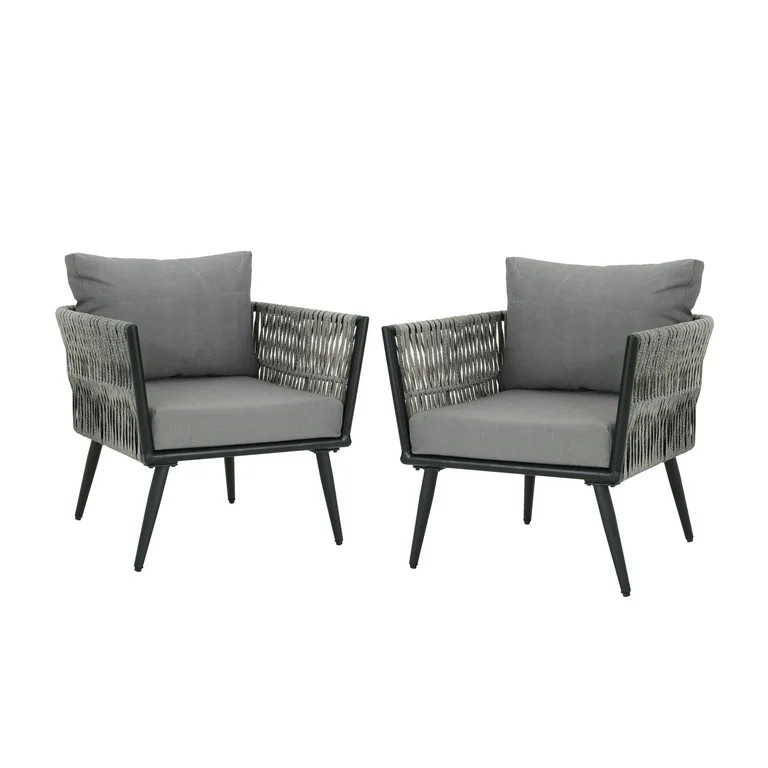 Webber Outdoor Wicker Club Chairs, Set of 2, Ligh Gray and Dark Gray | Walmart (US)