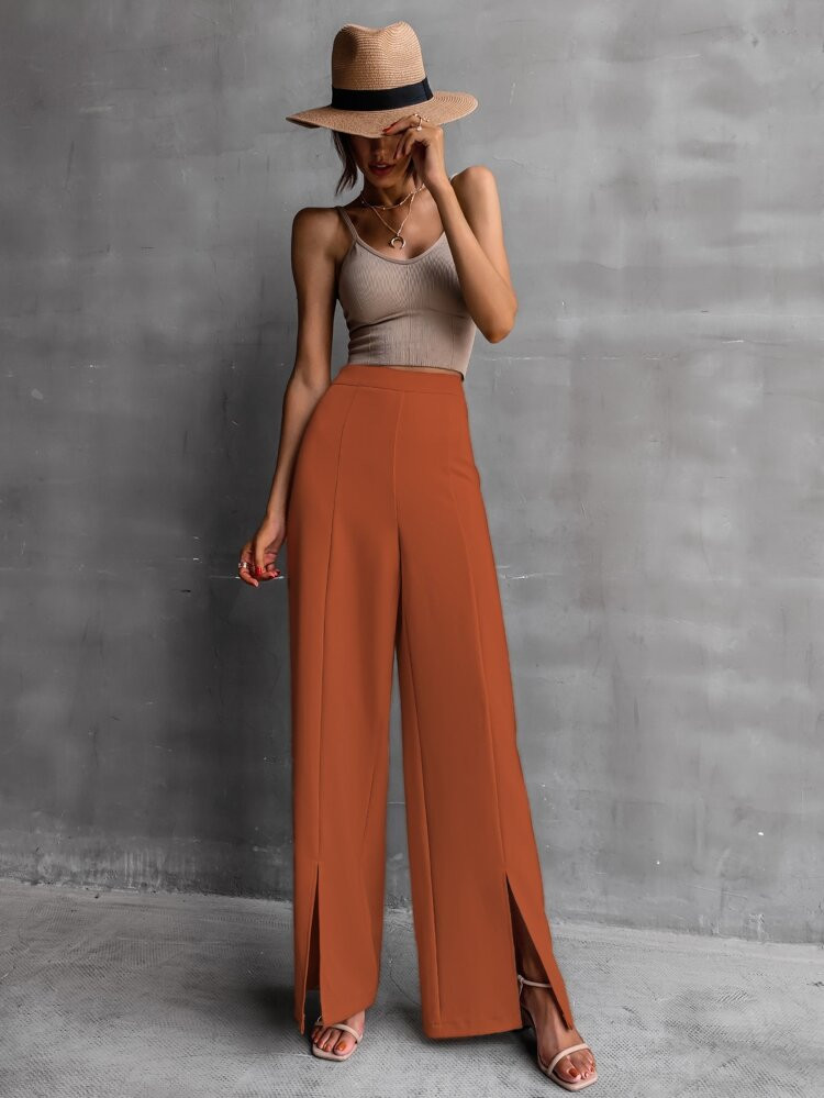Solid Split Hem Pants | SHEIN