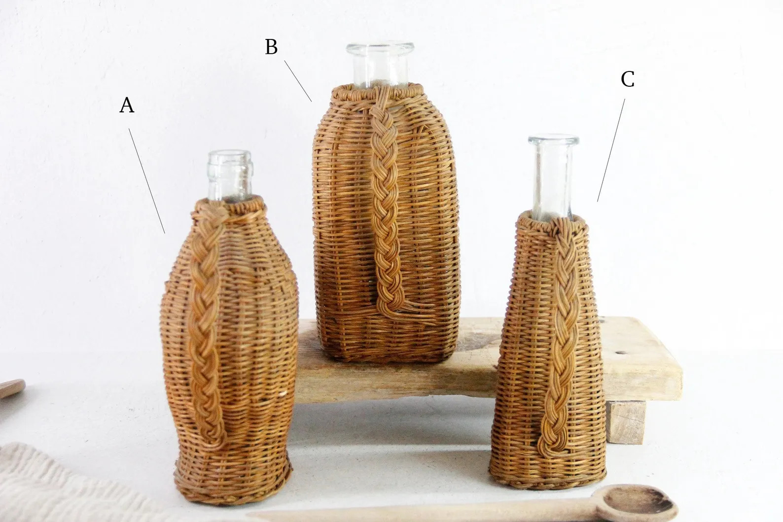 Vintage Wicker Bottle | Decorative Glass Wine Jug Pitcher | Etsy (US)