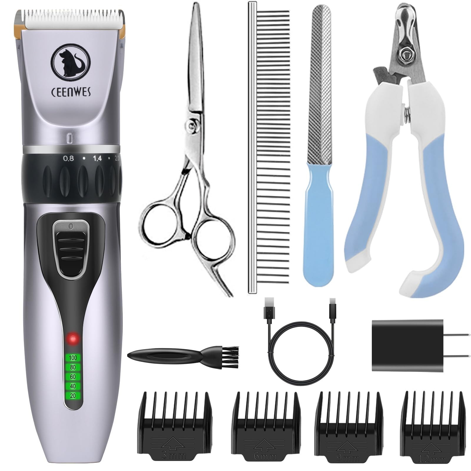 Dog Clippers Cordless Dog Grooming Kit Professional Horse Clippers with 4 Comb Guides, Low Noise ... | Amazon (US)