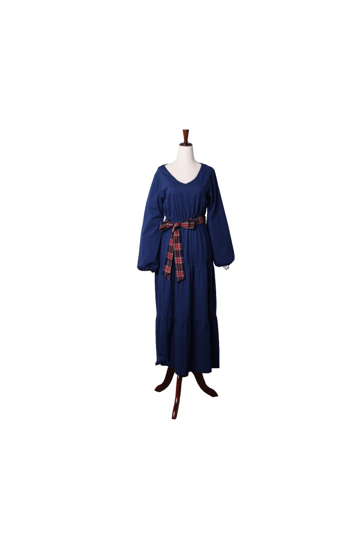 Navy Knit and Christmas Tartan Plaid Matching Mom Dress | The Smocked Flamingo