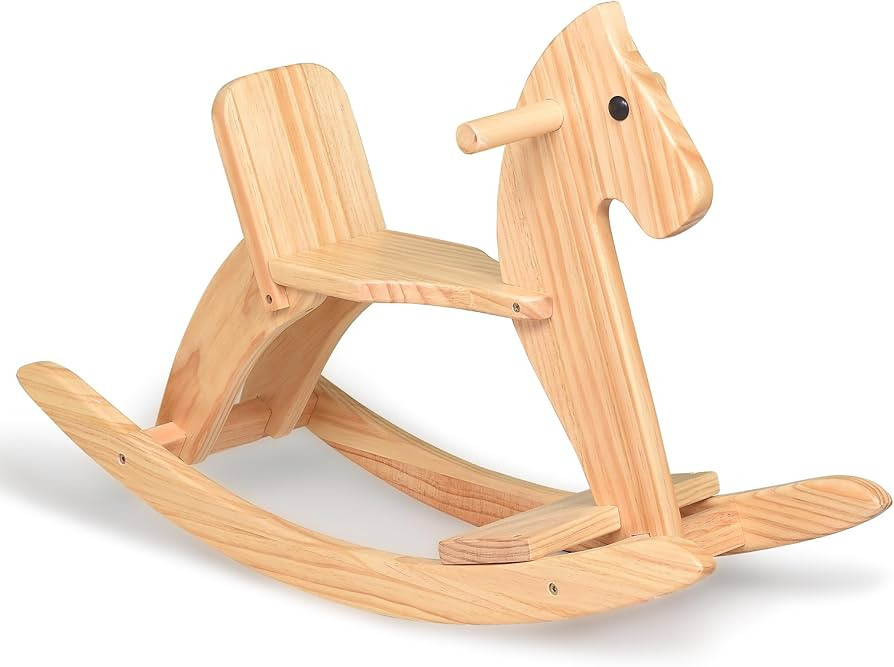Rocking Horse Wooden Ride On Toy for Kids Classic Design Rocking Horse with Pedal and Safe Backre... | Amazon (US)
