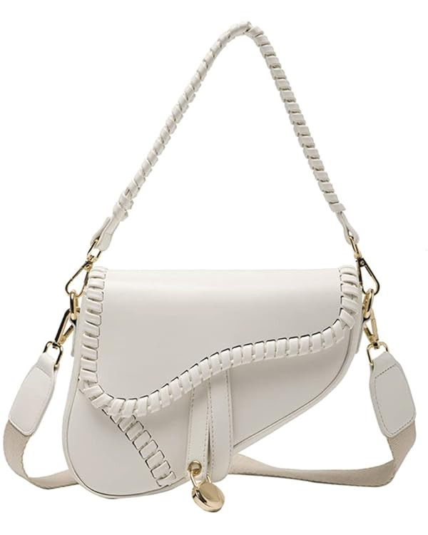 Women Cow Print Saddle Shoulder Bag Clutch Purse Underarm Handbag Satchel Zipper Crossbody Bag | Amazon (US)