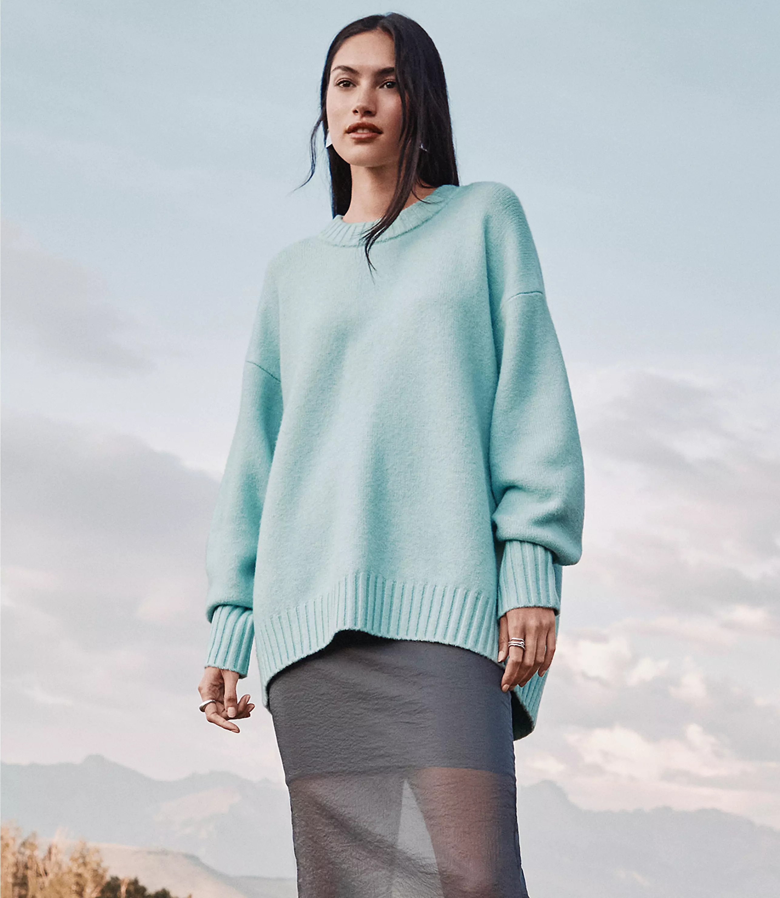 Petite Balloon Sleeve Tunic Sweater | LOFT