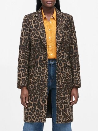 Petite Leopard Print Top Coat | Banana Republic (US)