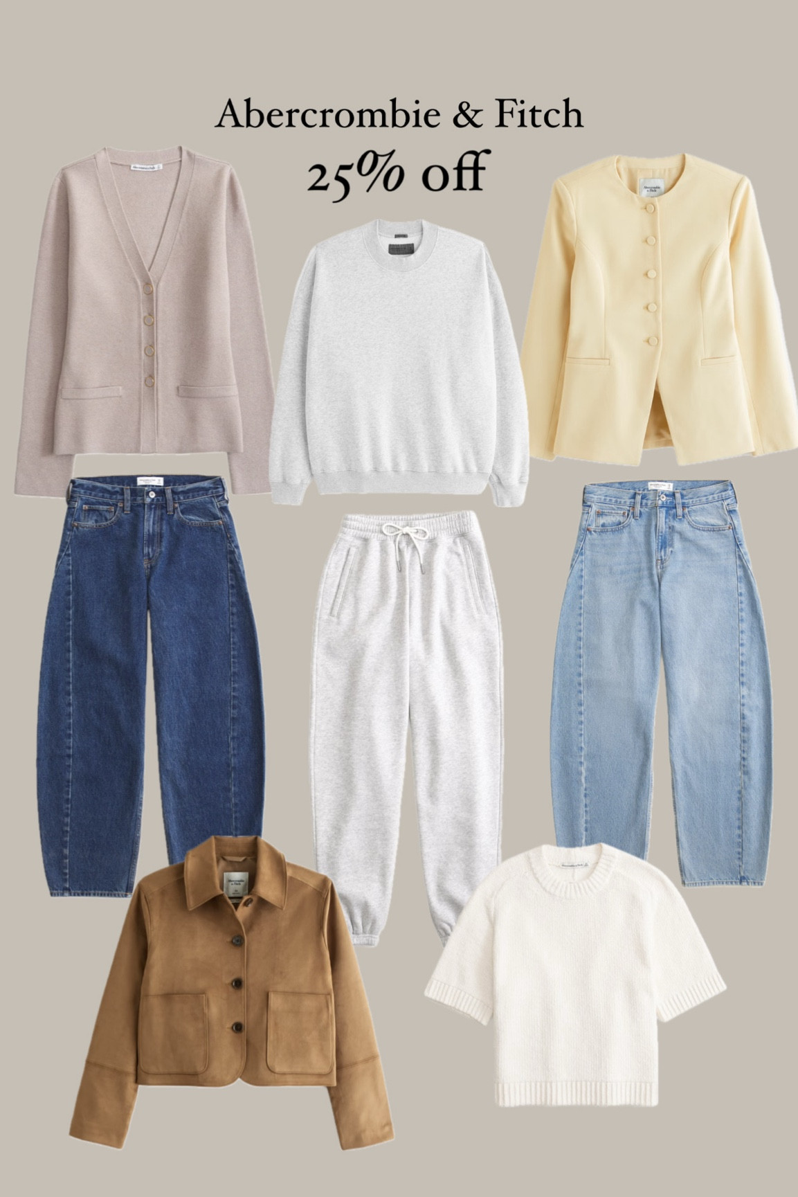 Size info/ what I wear:

Barrel jeans: 24 short (I size down in these)
Yellow jacket: extra small- take your normal size.
Grey joggers: small (I size up)
Sweatshirt: xs (men’s, so it fits roomy anyway!)
Faux Suede jacket: Small
Knitwear: small 


#LTKmodest #LTKsale #LTKstyletip