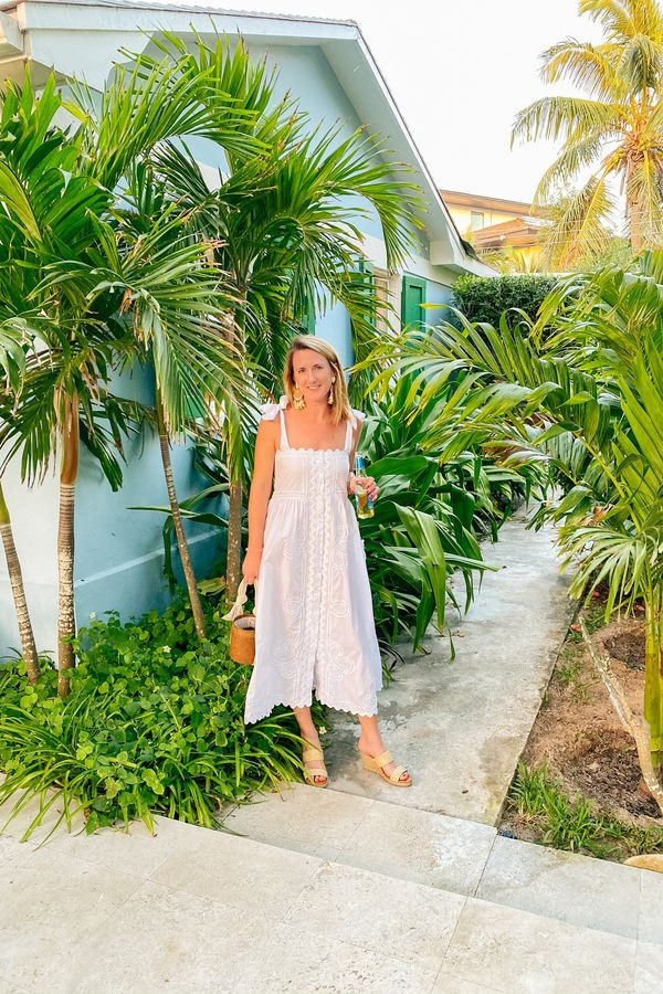 White Poplin Ric Rac Tie Shoulder Dress | Tuckernuck (US)