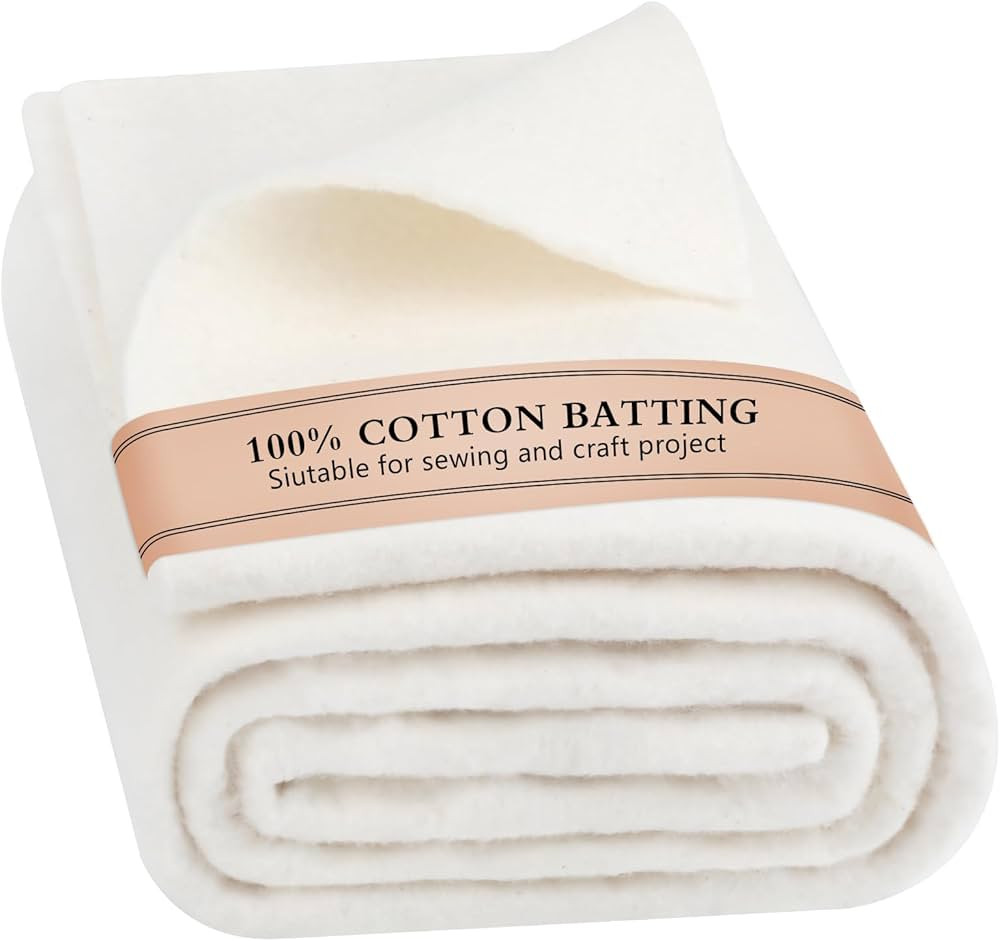 100% Natural Cotton Quilt Batting, 47" x 59" (1.6 Yards), Breathable Crib Size Batting for Quilti... | Amazon (US)
