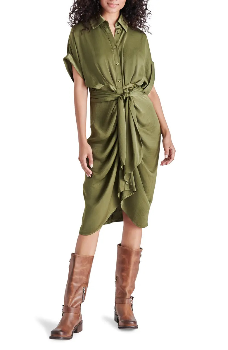 Alicia Ruched Tie Front Shirtdress | Nordstrom