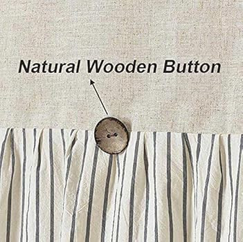 DOSLY IDÉES Linen Button Farmhouse Beige Shower Curtain,Linen and Cotton Fabric,Pleated Gray Str... | Amazon (US)