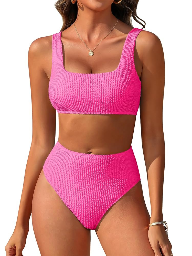 ANRABESS Women Swimsuits Two Piece Bikini Set High Waisted Ribbed Tummy Control Modest Bathing Su... | Amazon (US)