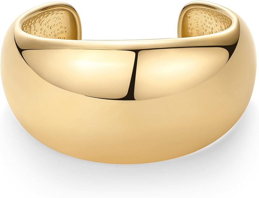 PAVOI 14K Gold Plated Chunky Cuff Bracelets for Women - Stainless Steel Statement Bangle Bracelet... | Amazon (US)