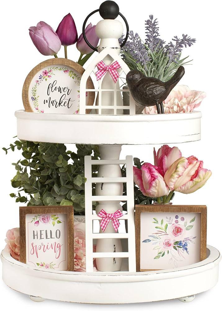 The Ultimate Farmhouse Tiered Tray Decor Set - Beautiful Year Round Seasonal & Easter Holiday Dec... | Amazon (US)