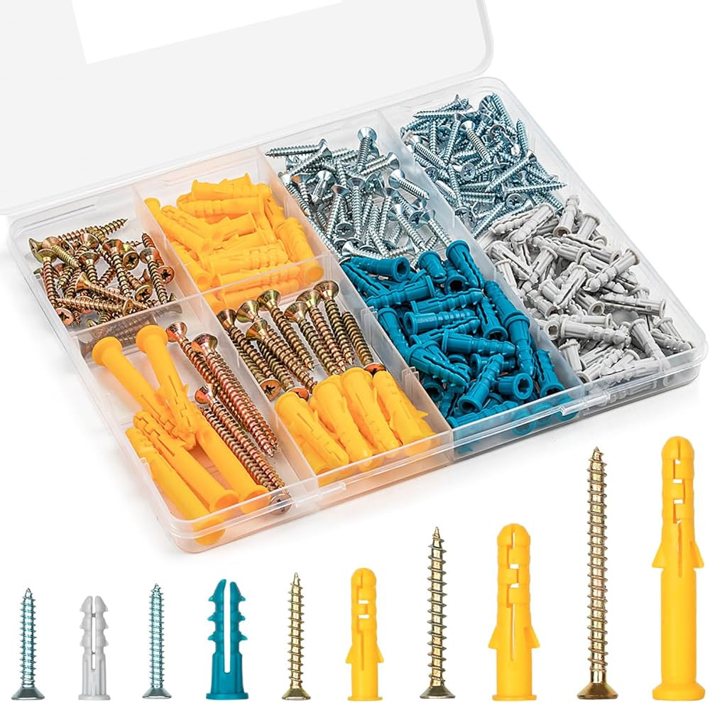 KURUI Drywall Anchors and Screws Assortment Kit 270PCS, 135 Plastic Dry Wall Expansion Anchors an... | Amazon (US)