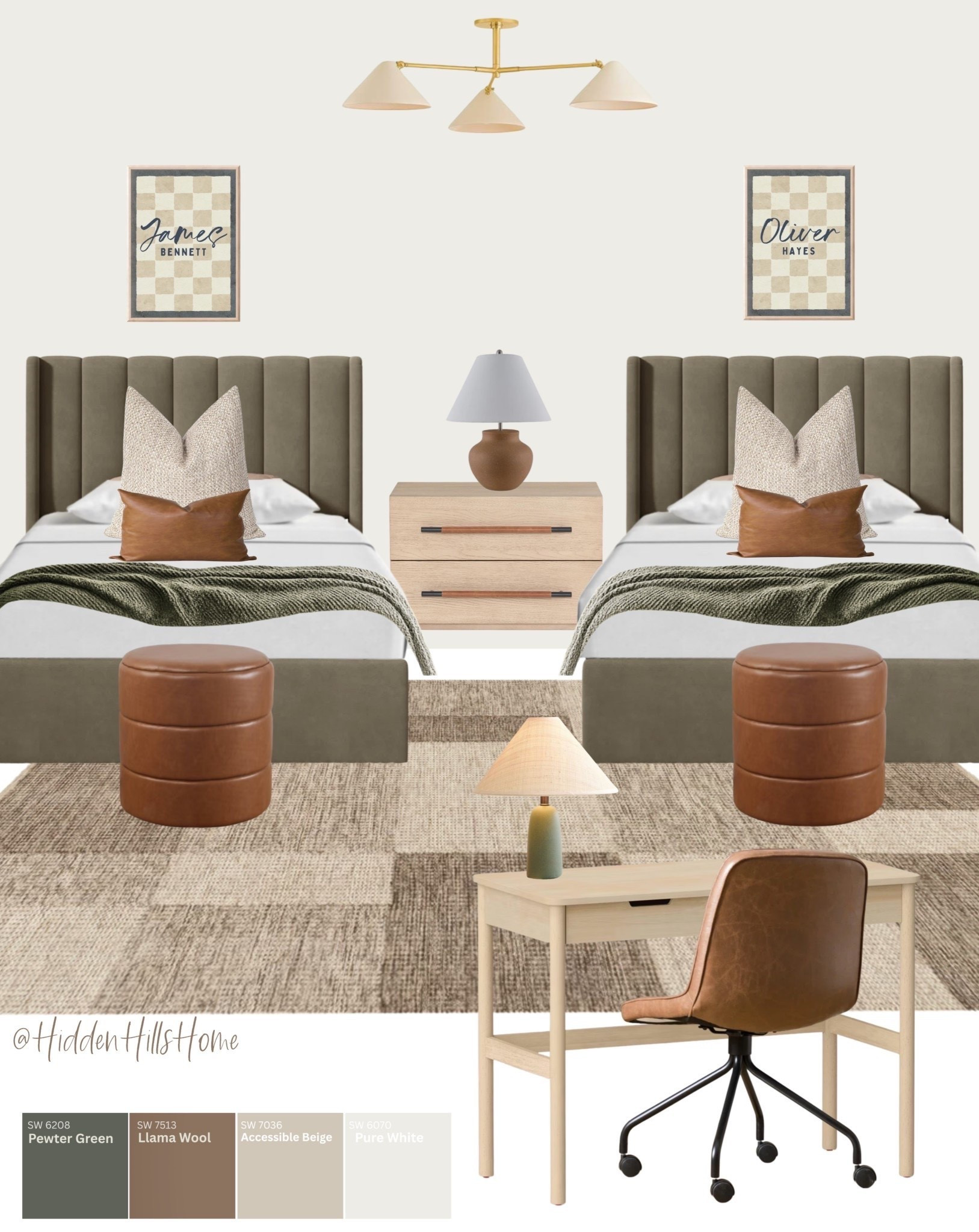 Boys room decor, shared sibling boys bedroom mood board, home decor ideas, teen boys room design, masculine bedroom, nightstands, bedroom rug #boysroom

#LTKSaleAlert #LTKHome #LTKKids