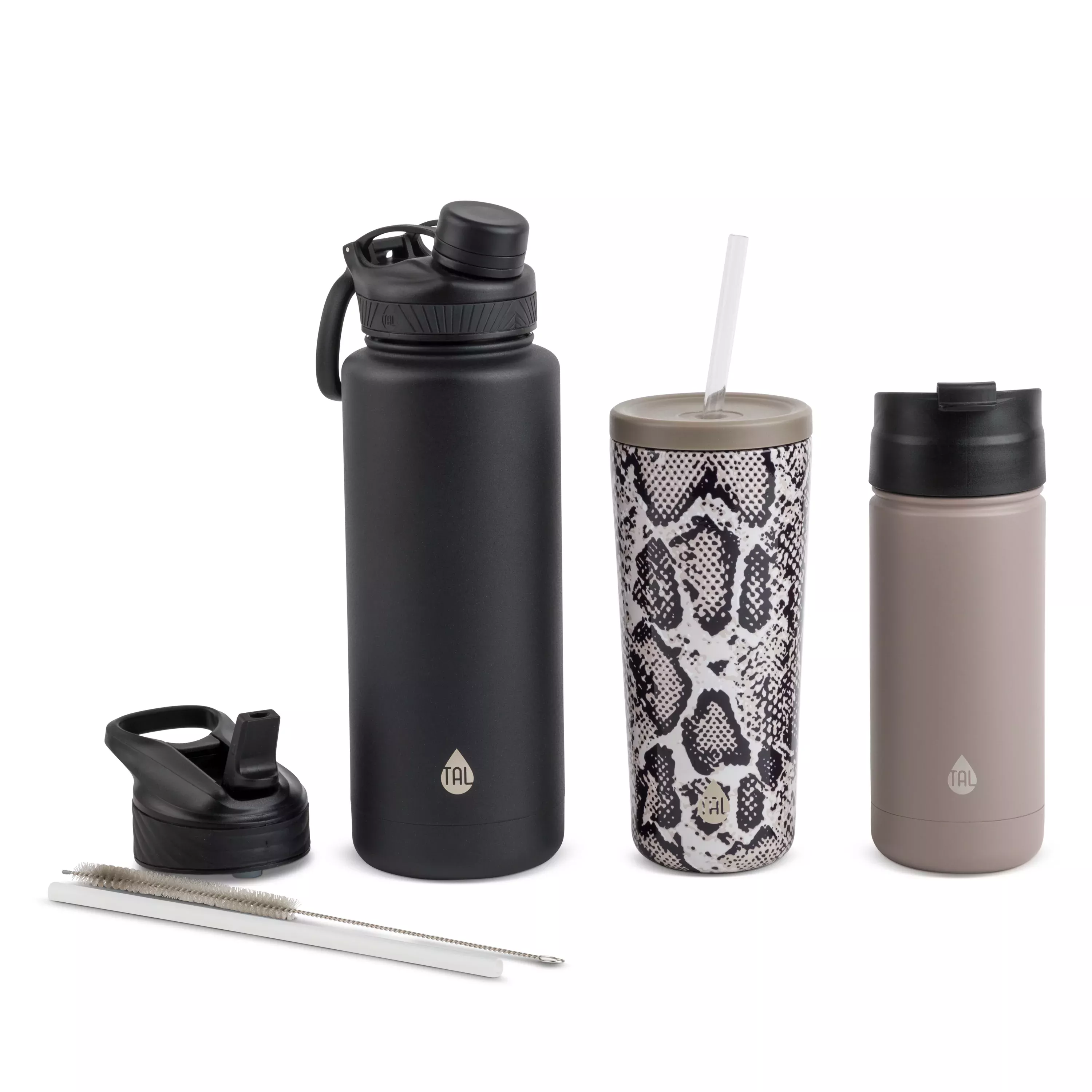 TAL Water Bottle Double Wall Insulated Stainless Steel Ranger Flip Tumbler  26oz, Black - Tumblers