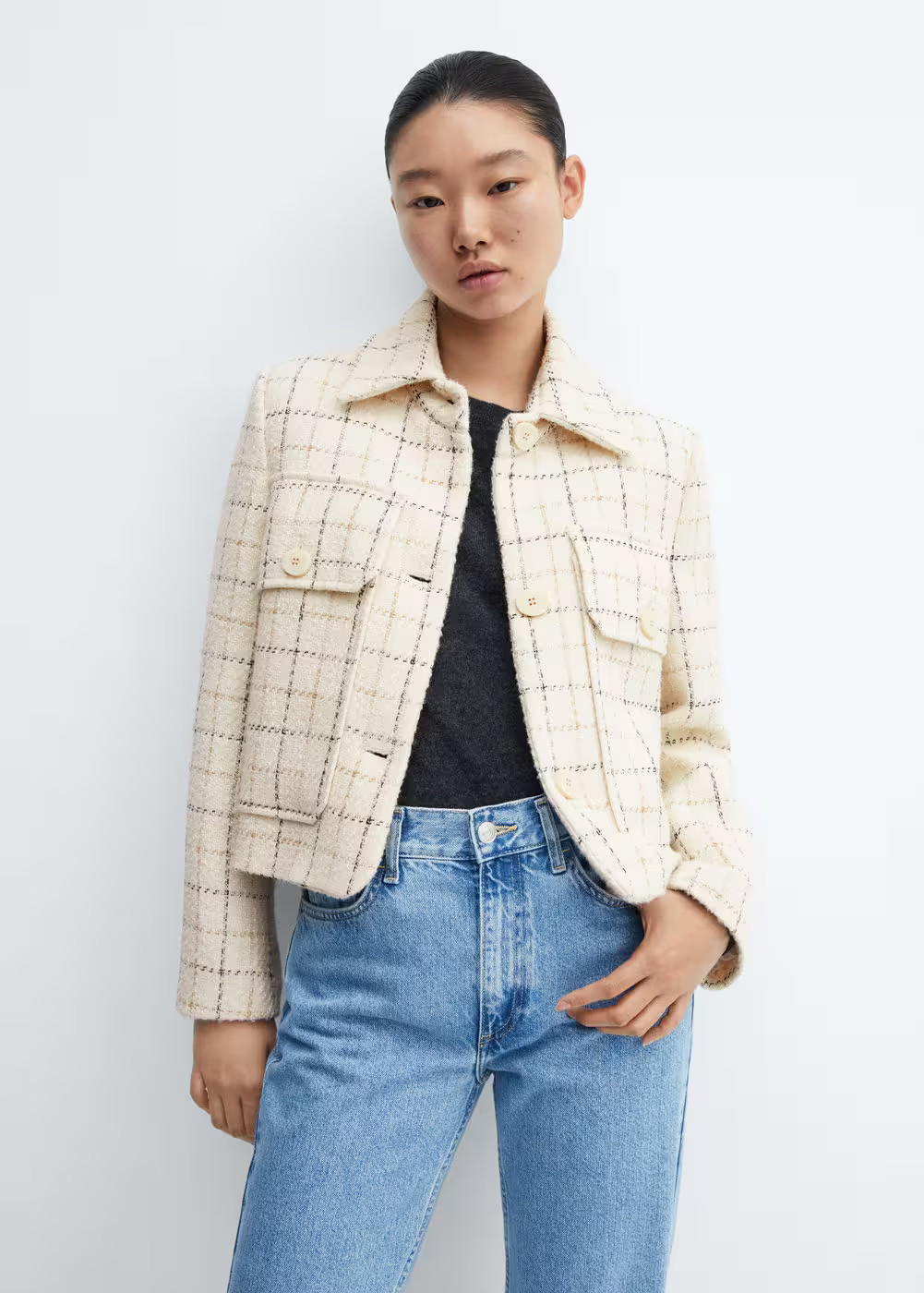 Check tweed jacket -  Women | Mango USA | MANGO (US)