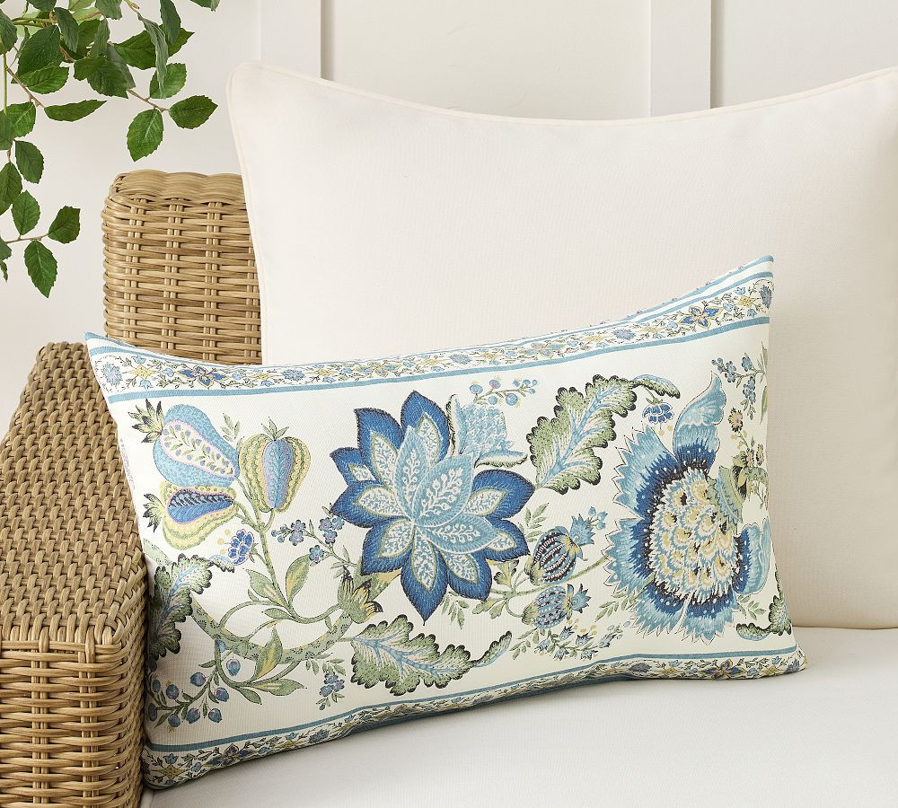 Vera Reversible Floral Outdoor Lumbar Pillow | Pottery Barn (US)
