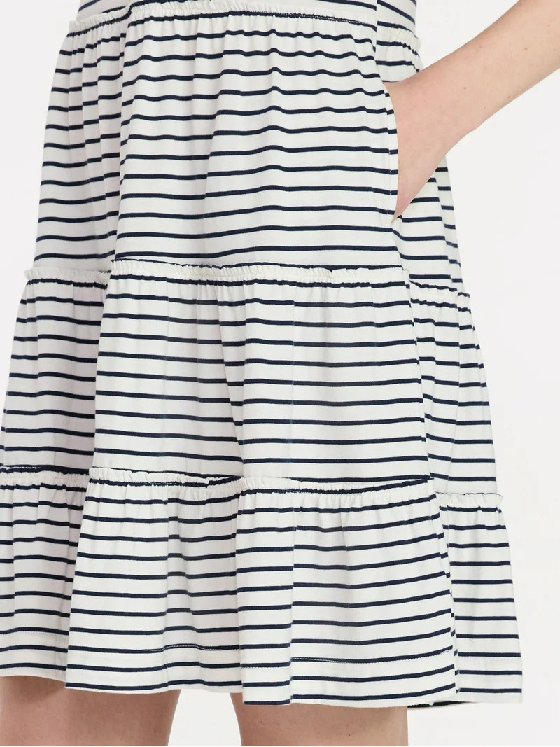 Time and Tru Women's and Women’s Plus Cotton Swing Dress with Short Sleeves, Sizes XS-4X | Walmart (US)