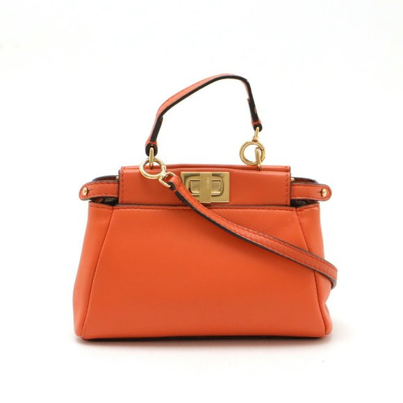 FENDI Micro Peekaboo Bag Handbag Shoulder Leather Orange 8M0355 | Poshmark