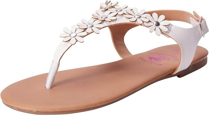 Beverly Hills Polo Club Girls Thong Sandal with Multi Flower Accents (Little Kid/Big Kid) | Amazon (US)