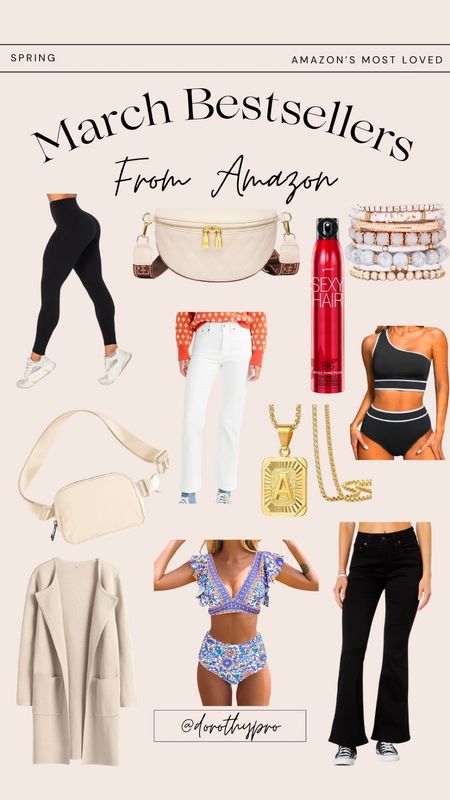 MARCH BESTSELLERS FROM AMAZON!! 
including leggings, fanny, pack, hair products, bracelet, belts, bag, pants, jewelry, necklace, swimsuits, colorful swimsuits, and trendy cardigan!!

#LTKfindsunder50 #LTKsalealert #LTKstyletip